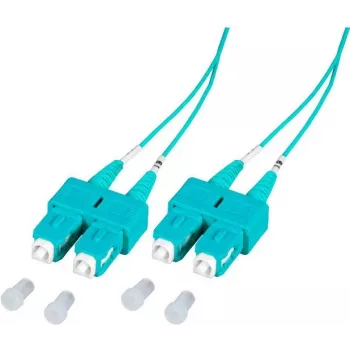 EFB Elektronik SCSCOM3DAQ2 2m dvigubas SC OM3 daugiamodis šviesolaidinis komutacinis kabelis, LSZH, akvamarino spalvos