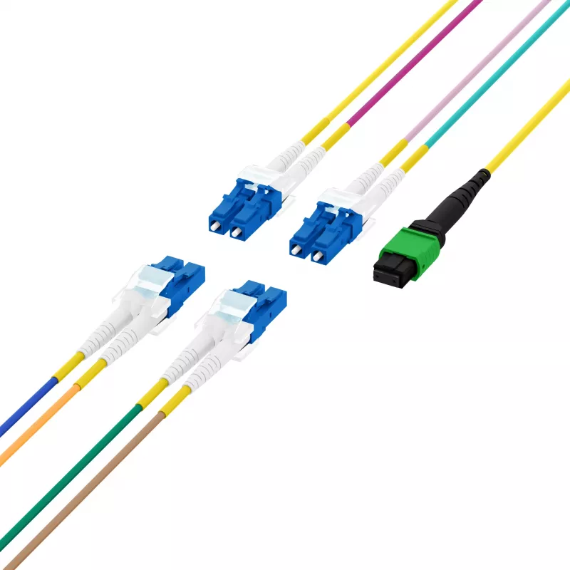EFB Elektronik MPO-PLUS/APC(F)-LC OS2 8 pluoštų Type B magistralinis kabelis, LSZH, geltonas, 1m MPOF08LCOS2-1