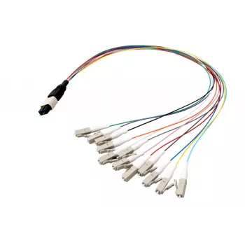 EFB Elektronik MPO-PLUS/APC(M)-LC fanout kabelis OS2 12 skaidulų Type B LSZH geltonas 1m MPOM12LCOS2-1