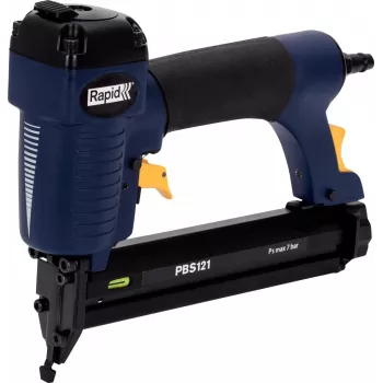 RAPID TOOLS Pneumatinis vinų kalimas ir segiklis PBS121 mėlynas/geltonas su dėklu, skirtas 606 tipo segtukams (12-30 mm) ir 8 tipo vinims 5000053
