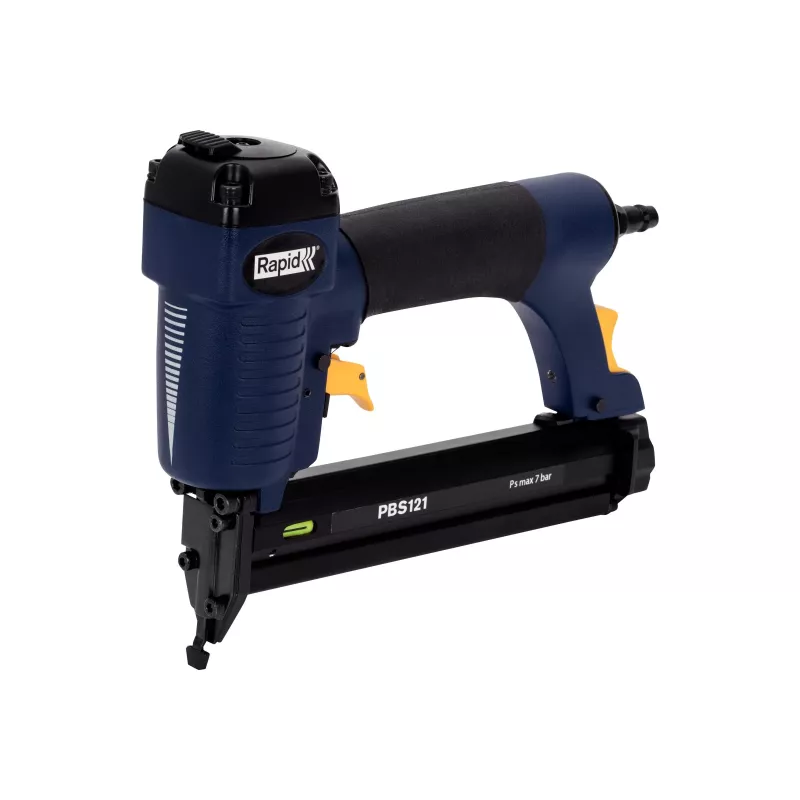 RAPID TOOLS Pneumatinis vinų kalimas ir segiklis PBS121 mėlynas/geltonas su dėklu, skirtas 606 tipo segtukams (12-30 mm) ir 8 tipo vinims 5000053