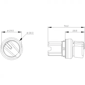 Siemens SIRIUS ACT 3SU10022BC100AA0 perjungiklio galvutė, 22 mm, 2 padėčių, fiksuojama, juodas plastikinis priekinis žiedas, galima apšviesti