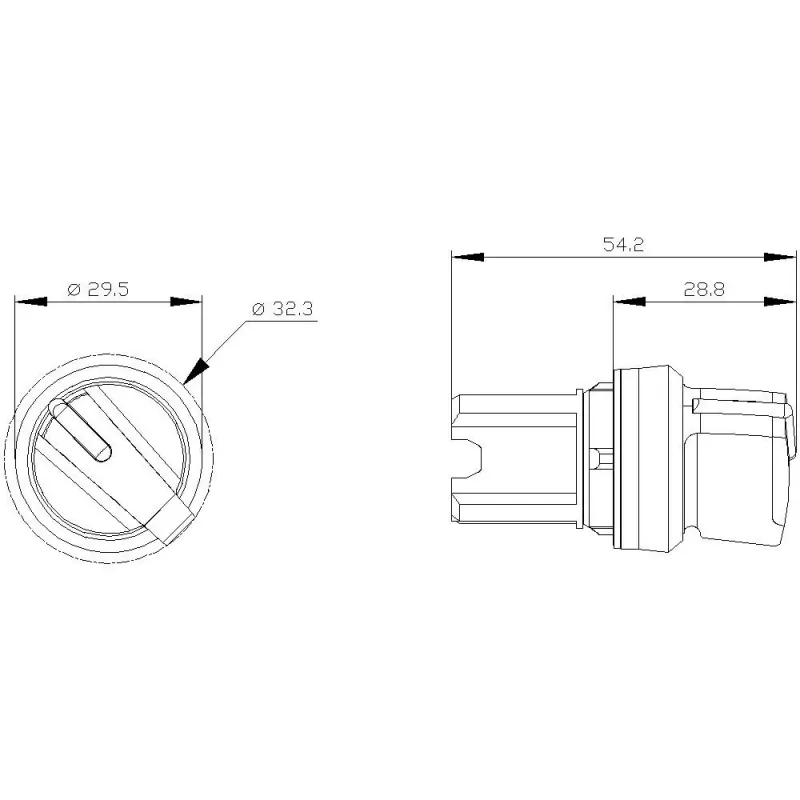 Siemens SIRIUS ACT 3SU10022BC100AA0 perjungiklio galvutė, 22 mm, 2 padėčių, fiksuojama, juodas plastikinis priekinis žiedas, galima apšviesti