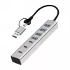 LogiLink USB 3.0 šakotuvas, 7 prievadų, 4x USB-A ir 3x USB-C, aliumininis korpusas