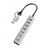 LogiLink USB 3.0 šakotuvas, 7 prievadų, 4x USB-A ir 3x USB-C, aliumininis korpusas