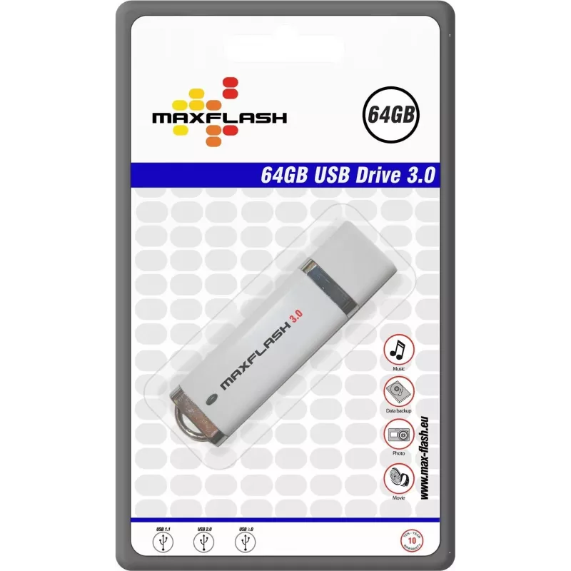 MEMORYSOLUTION MAXFLASH 64GB USB 3.0 didelės spartos USB atmintinė, mažmeninė pakuotė
