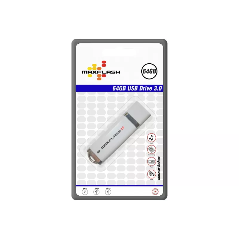MEMORYSOLUTION MAXFLASH 64GB USB 3.0 didelės spartos USB atmintinė, mažmeninė pakuotė