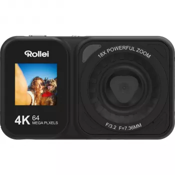 Rollei Compactline 64 Dual Screen skaitmeninis fotoaparatas - 14MP, 5x priartinimas, juodas