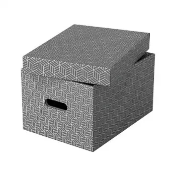 Leitz 628283 Esselte Home vidutinė dėžė, balta/pilka, 3 vnt., 14L, perdirbtas kartonas
