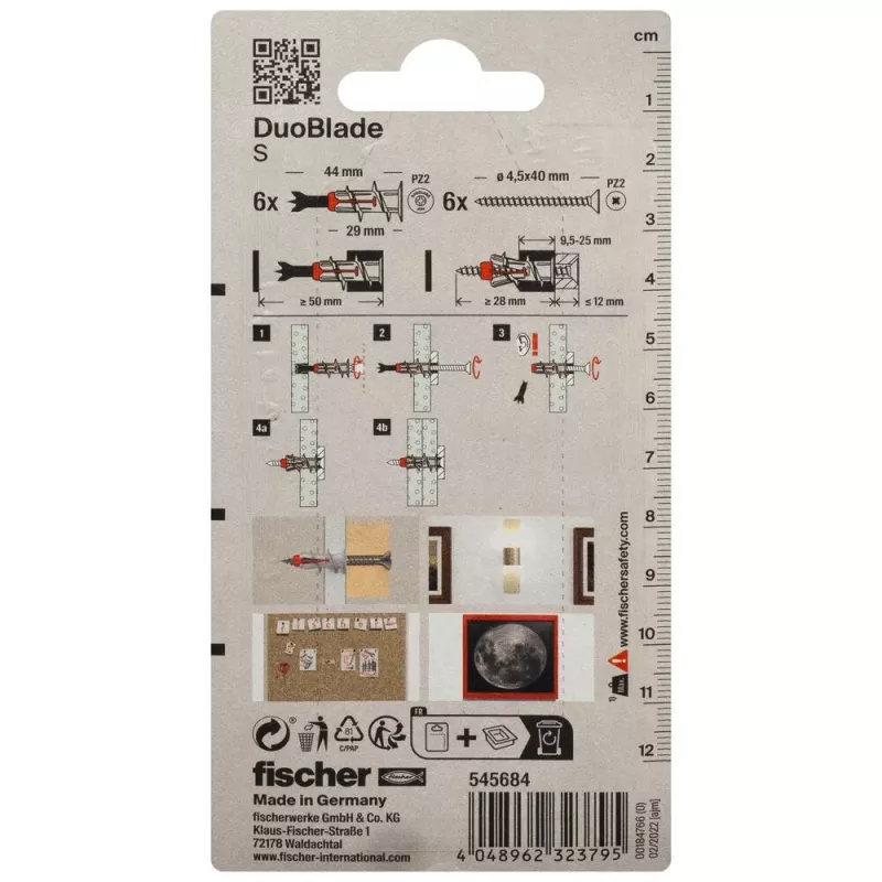Fischer DuoBlade S K NV gipso kartono kaištis su varžtu, 1 rinkinys (545684)