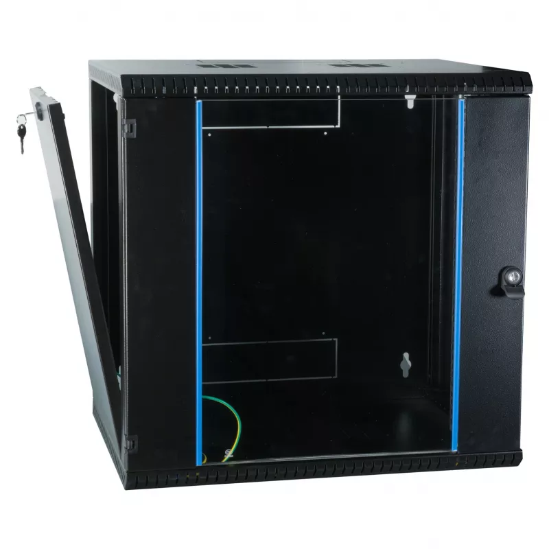 EFB 19 colių sieninis spintos korpusas 12U, fiksuotas, vienos sekcijos, RAL 9005, gylis 600 mm (691712VTS.60)