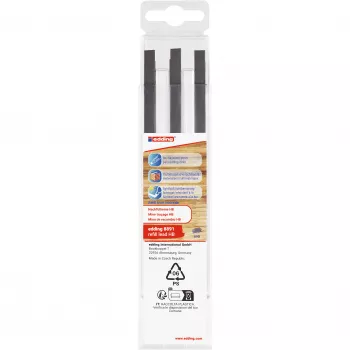 edding 8891 dailidės pieštuko keičiamieji grafito šerdys HB pilkos 2,8 mm, 6 vnt. 4-8891-6090