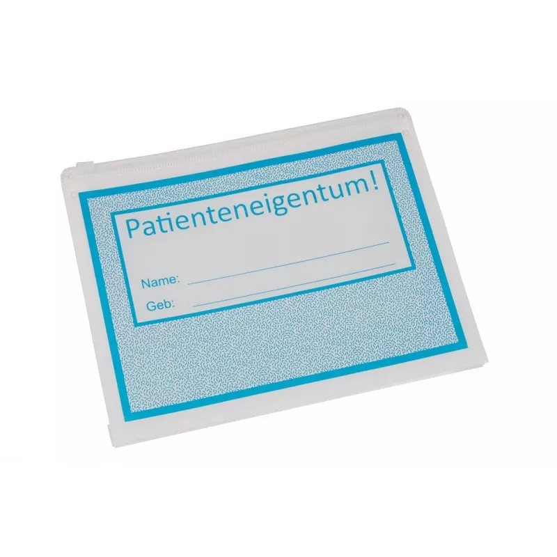 BOI Dokutech pacientų daiktų maišelis su slankiojančiu užtrauktuku, mėlynas/baltas, 10 vienetų 9318-00061