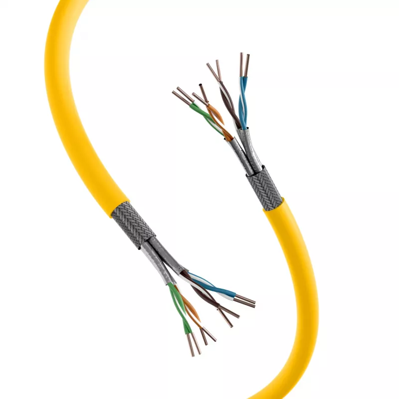 INFRALAN Cat.7A 1250 AWG22 S/FTP 4P CPR Dca 25Gbit/s ready rapsų geltonumo RAL1021, 100m 999833.100-CPR