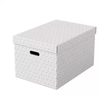 LEITZ Esselte Home L dėžė daiktams laikyti, 3 vnt. rinkinys, balta, 100% perdirbtas gofruotasis kartonas, nuimamas dangtis, sukraunama, 365 x 270 x 120 mm 628286