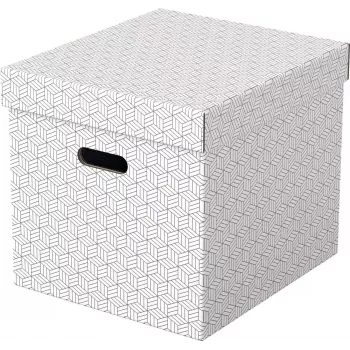 LEITZ Home Cube 3 dėžių rinkinys, baltos spalvos, 100% perdirbto gofruoto kartono, nuimamas dangtis 628288