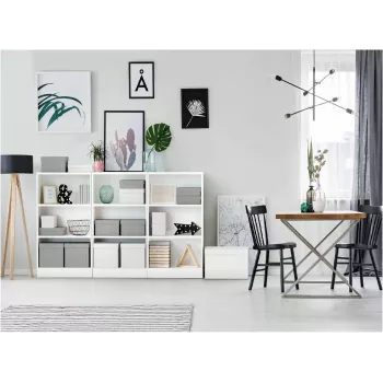LEITZ Home Cube 3 dėžių rinkinys, baltos spalvos, 100% perdirbto gofruoto kartono, nuimamas dangtis 628288