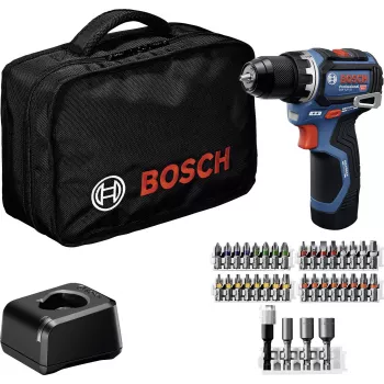 Bosch Professional 12 V 2 Ah bešepetėlis akumuliatorinis perforatorius su 2 baterijomis ir įkrovikliu 0615A500CF