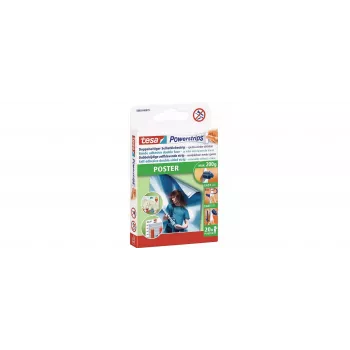 tesa 58003 Powerstrips plakatų klijavimo juostelės, 60 vnt., baltos, tvirtinimas nepažeidžiant paviršiaus
