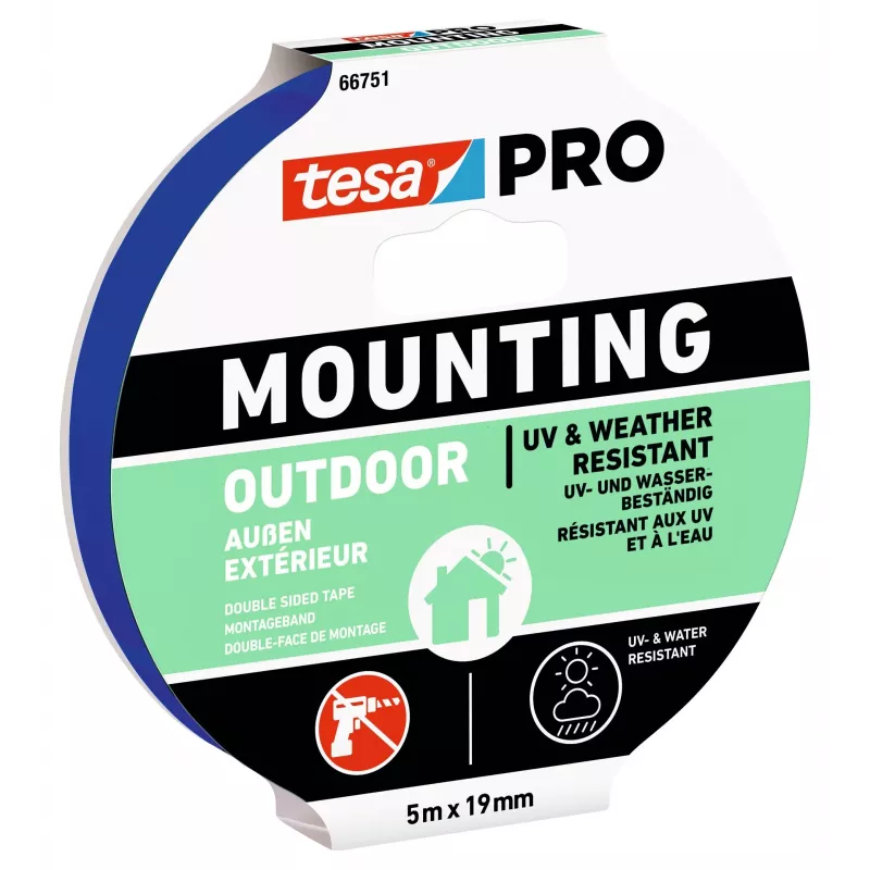 tesa Mounting PRO Outdoor 66751-00001-00 permatoma tvirtinimo juosta, 5 m x 19 mm, 1 ritinys