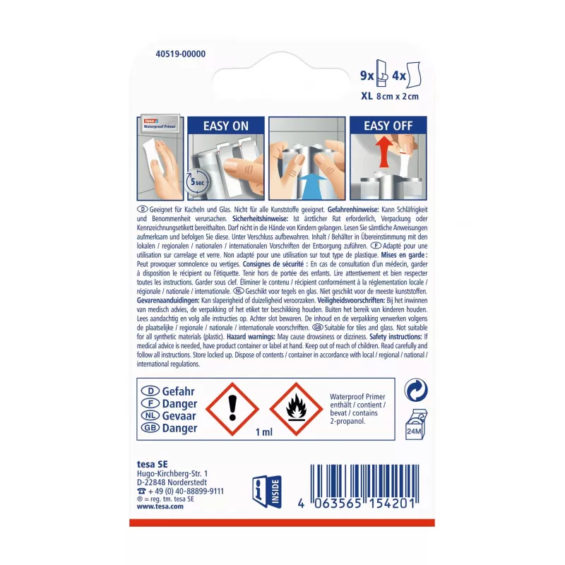 Tesa Powerstrips Waterproof XL lipnios juostelės iki 9 kg, baltos, 9 vnt. 40519-00000-00