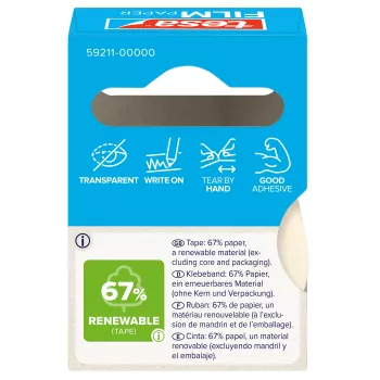 Tesa 59211 popierinė lipni juosta 19 mm x 10 m, natūraliai balta, plyšusi rankomis, rašoma, be tirpiklių 59211-00000-00