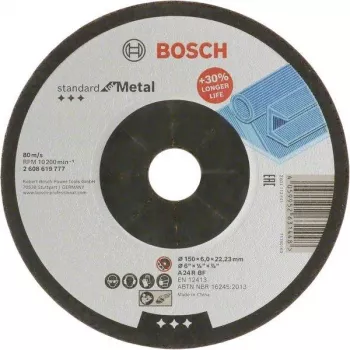 Bosch Standard for Metal šlifavimo diskas metalui 125 x 6,0 mm, įdubęs centras Type 27, aliuminio oksidas, 2608619777