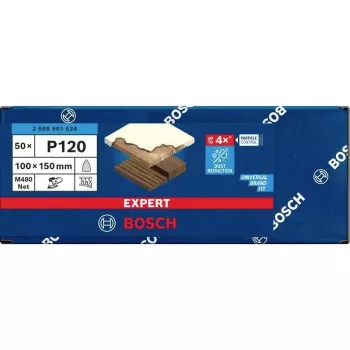 Bosch Accessories 2608901624 šlifavimo tinklelis daugiafunkciam šlifuokliui, grūdėtumas 120, 150 x 100 mm, 50 vnt.