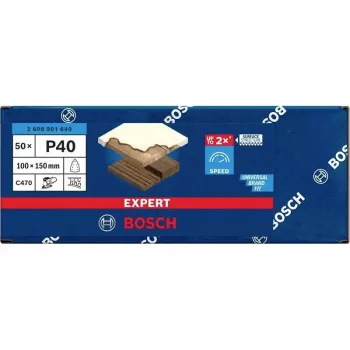 Bosch Accessories 2608901640 šlifavimo lapeliai daugiafunkciam šlifuokliui, grūdėtumas 40, 150 mm x 100 mm, 50 vnt. paketas