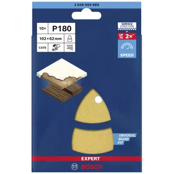 Bosch EXPERT C470 180 grūdėtumo perforuoti šlifavimo lapeliai 102 x 93 mm, 10 vnt. 2608900889