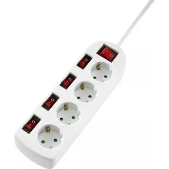 Sygonix SY-4535068 Schuko lizdo adapteris su jungikliu, baltas, 16 A, 3680 W, apsauga nuo vaikų