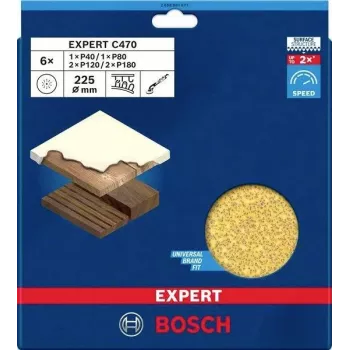 Bosch Accessories 2608901677 šlifavimo popieriaus rinkinys gipso kartono šlifuokliui, grūdėtumas 40/80/120/180, 225 mm, 6 vnt.