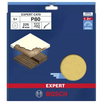 Bosch Expert M480 Net šlifavimo lapas sausgipsių šlifuokliams, grūdėtumas 80, Ø 225 mm, 5 vnt. 2608901672
