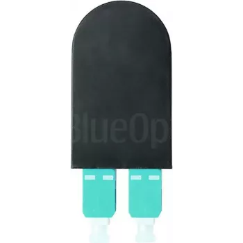 BLUELAN BlueOptics šviesolaidinis kilpos adapteris OM3 50/125µm daugiamodis SC/UPC dvigubas, akvamarino/turkio spalvos, keraminė įvorė, -40°C iki +85°C (BOLBSCOM3)