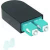 BLUELAN BlueOptics šviesolaidinis kilpos adapteris OM3 50/125µm daugiamodis SC/UPC dvigubas, akvamarino/turkio spalvos, keraminė įvorė, -40°C iki +85°C (BOLBSCOM3)