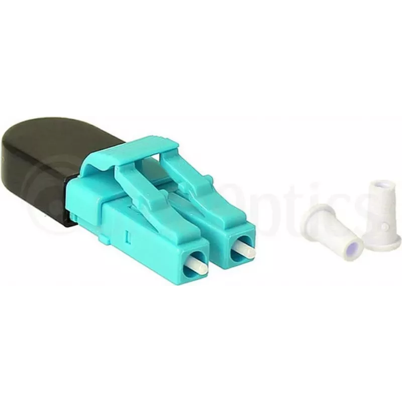 BLUELAN BlueOptics OM3 LC/UPC Duplex Multimode Fiber Loopback Adapter, Aqua, Ceramic Ferrule, -40°C to +85°C BOLBLCOM3