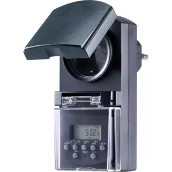 Sygonix SY-5044422 skaitmeninis laikmatis su lizdu, savaitinė programa, 1800 W, IP44, atgalinė skaičiuotė ir atsitiktinė funkcija, balta