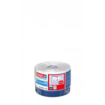 tesa Easy Cover® apsauginė plėvelė su integruota juosta 20 m x 550 mm, permatoma plėvelė, kreminė krepo juosta 04498-00000-00