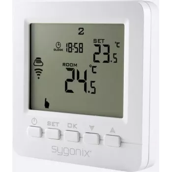 Sygonix belaidis įleidžiamas patalpų termostatas su savaitine programa, 5-35°C, 868 MHz, 16A relė, baltas (SY-4500820)