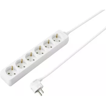 Sygonix SY-4891000 6 vietų Schuko elektros paskirstymo blokas, baltas, 1,5 m kabelis su jungikliu ir vaikų apsauga