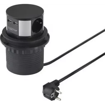 SYGONIX SY-4780156 Elektros skirstytuvas Bokštas 8 Kištukiniai Lizdai 2 USB-A 1 USB-C 1,5 m Laidas Juodas/Sidabrinis
