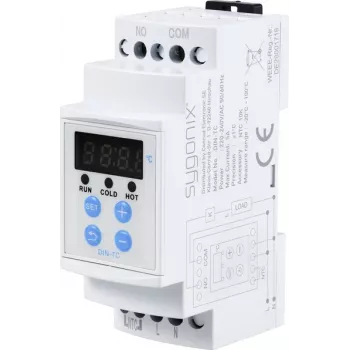 Sygonix SY-5984674 DIN bėgio temperatūros jungiklis -20 iki +100 °C šildymui ir vėsinimui