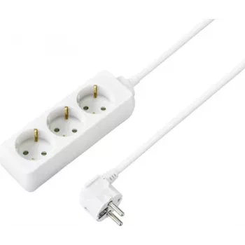 Sygonix SY-4890982 3 lizdų elektros ilgintuvas su jungikliu, 1,5 m kabeliu, baltas