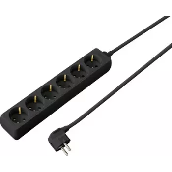 Sygonix SY-4890996 3 lizdų Schuko prailgintuvas su apšviestu jungikliu, 1,5 m kabeliu, juodas