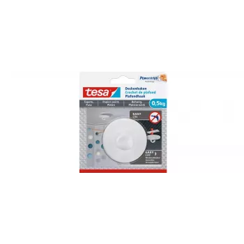 tesa 77781 lipnus lubų kabliukas tapetams ir tinkui, baltas, 3 kabliukai + 4 Powerstrips
