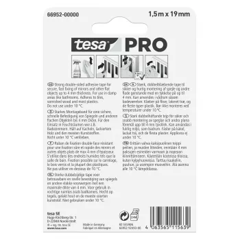 tesa Mounting PRO veidrodžių tvirtinimo juosta, balta, 1,5 m x 19 mm, 66952-00000-00