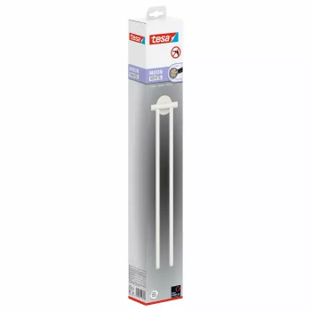 tesa MOON WHITE dviguba rankšluosčių laikiklis, savaiminio klijavimo, 2 rankšluosčių strypai, metalas, matinis baltas 40572-00000-00