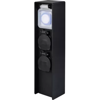 Sygonix SY-6121656 sodo rozetė 2 vietų su timeriu IP44 juoda su smaigu