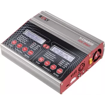 Reely V-Charge 200 Duo daugiafunkcis RC įkroviklis 12V, 230V 10A, skirtas NiMH, LiPo, LiIon, LiHV, švino-kalcio, švino-rūgštiniams akumuliatoriams (RE-7764834)