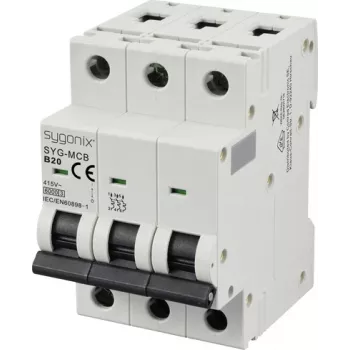 Sygonix SY-6440996 3 polių automatinis jungiklis B20 20A 415V AC 6kA DIN bėgiui